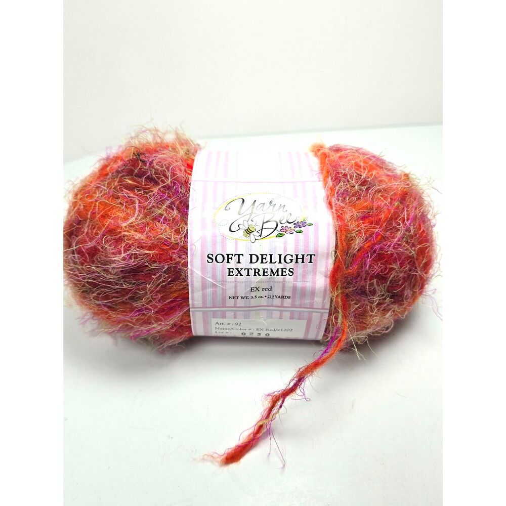Yarn Bee EX Red Yarn Skein Soft Delight Extremes 219 Yds. Rated 3 Twist